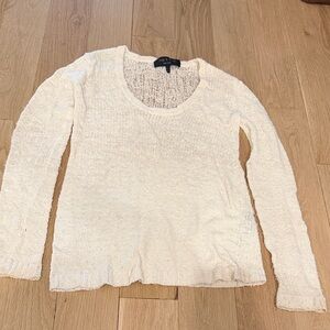 rag & bone Cream Scoop Neck Lightweight Knit Sweater